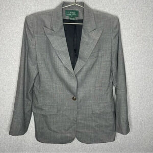 VTG 90’s Lauren Ralph Lauren Worsted Wool Glen Plaid Old Money Button Blazer